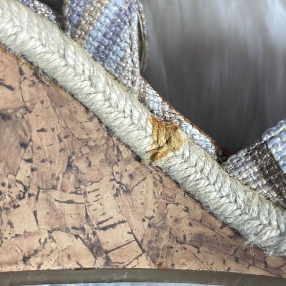 Rialto Woven Plaid Cork Wedge Sandals Bwo Detailed Sz 7 - Picture 8 of 9